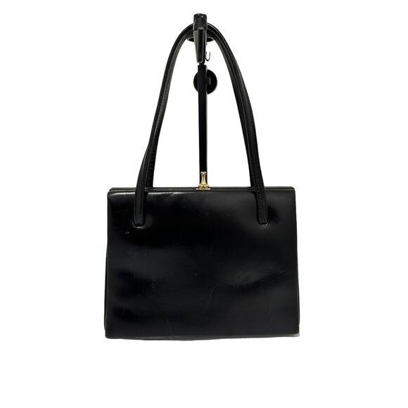 Vintage 1950s Faux Leather Handbag By John Wanamaker Top Clasp Open - Picture 4 of 8